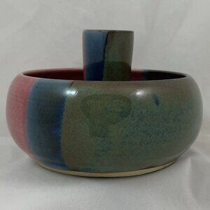 Vintage 1995 Shelton Art Pottery Candlestick, Studio Signed MM, 3” Taper Holder